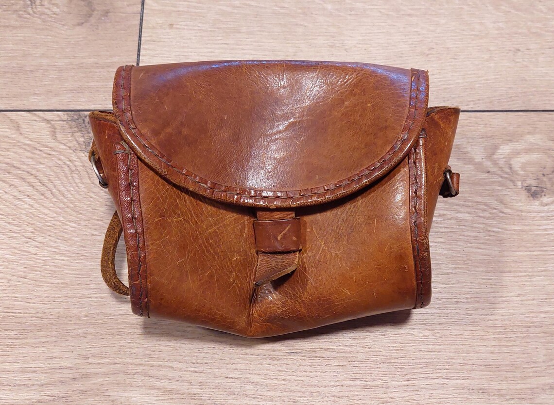 Vintage leather  brown bag,Retro Crossbody Shoulder bag,Vintage Minimalist bag,Small leather purse women, Flat Handbag Vintage, foto 1 di 5