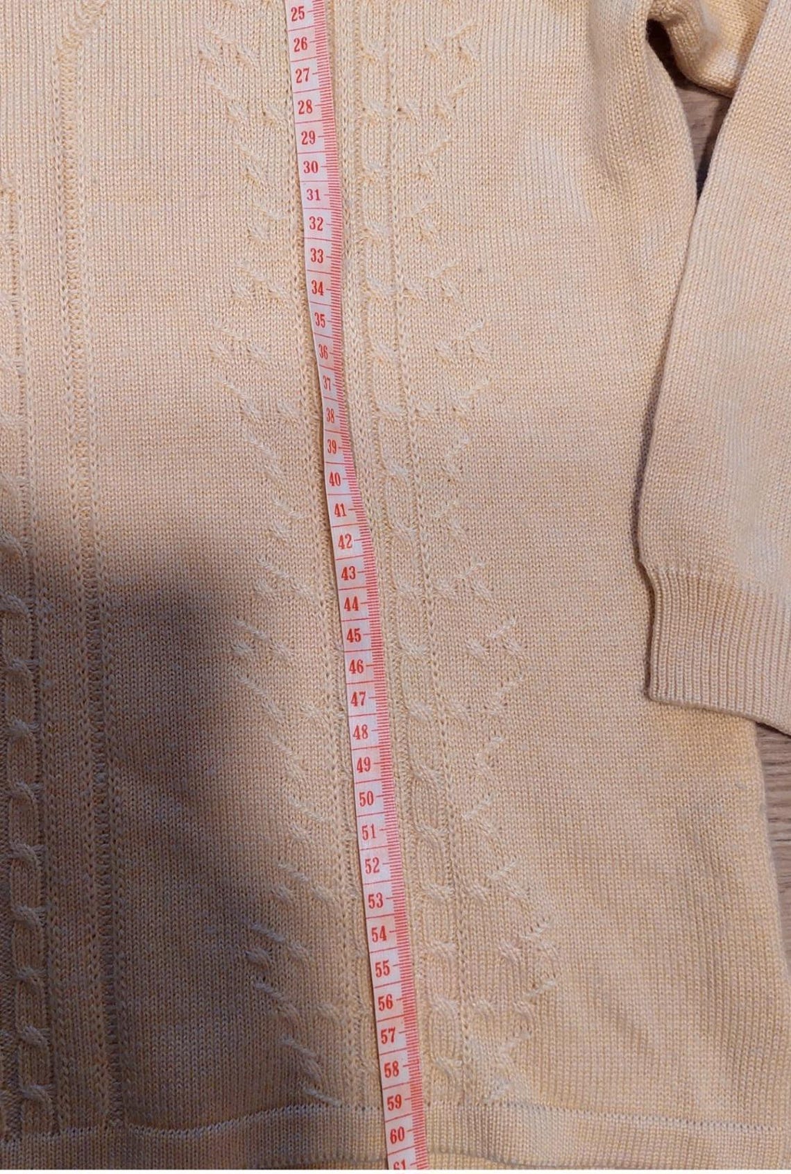 Vintage 90s 80s yellow Wool Blend Sweater, Romantic cottagecore grandmacore pullover, Retro cozy long top, foto 4 di 5