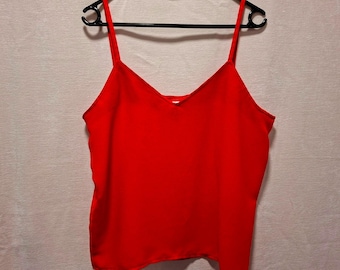 Vintage 90s red V Neck Spaghetti Strap Cami Top Blouse ,retro evening wear