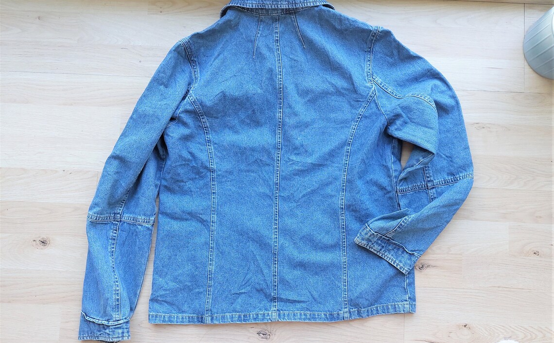 Vintage Denim Blazer, Button Down Jean Jacket, Size Medium, foto 2 di 4