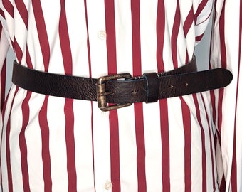 Vintage waist belt | leather black brown belt | 90s belt| Retro belt| Unisex belt ,vintage accessories