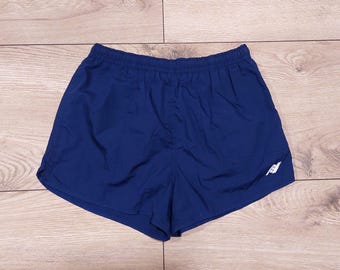 Vintage 80's 90's Rucanor 32W dark blue sport shorts,Retro shorts with elastic waist, pockets,Tennis,Roller Skates,Old School,beach,holiday