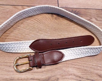 Vintage boho white waist braided belt|waist belt|Retro belt with golden buckle| Festival outfit, Coachella belt,Vintage accessories