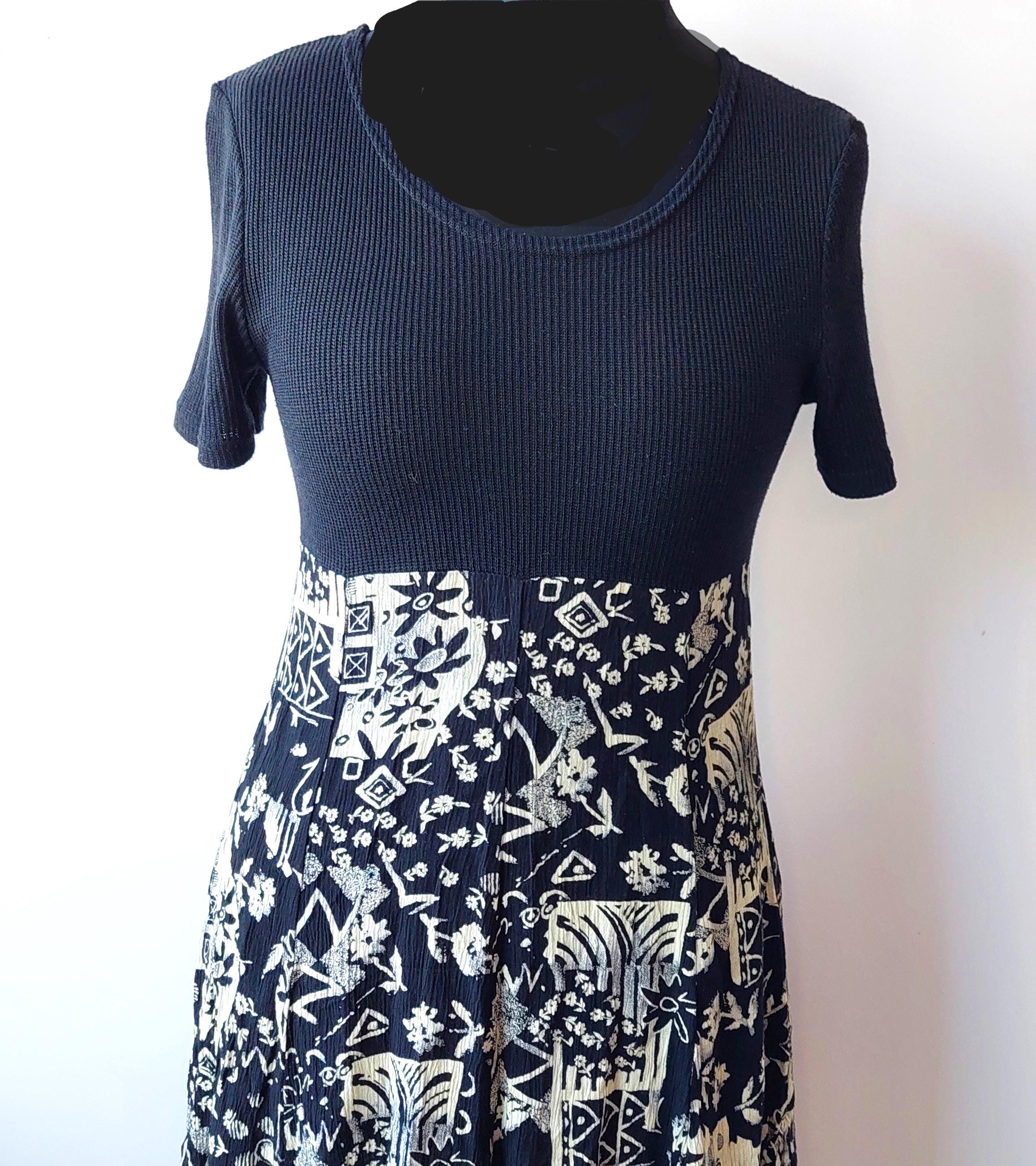 Vintage 90's black floral skater summer mini tank dress,Retro Women rayon outfit,Summer beach clothing,holiday fitted,flattering, fairycore