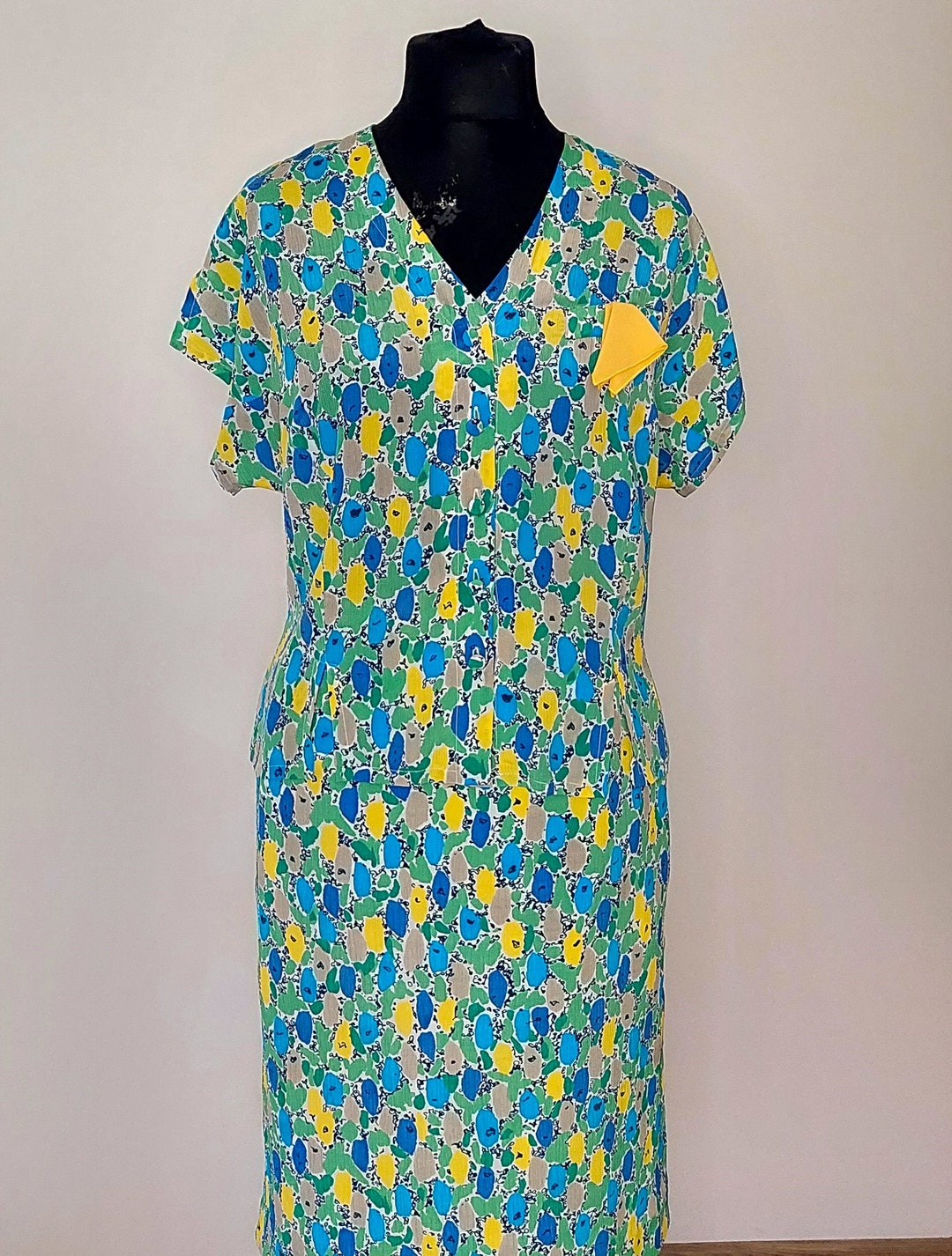 Robe Vintage Weinberg Fleurie Taille 42 - Made In France - Longueur 110 Cm - Occasion Très Bon état