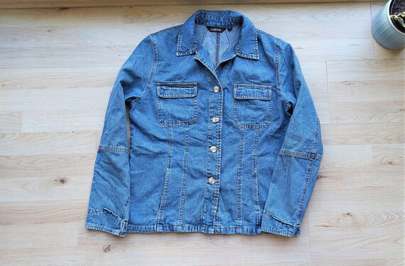 Vintage Denim Blazer, Button Down Jean Jacket, Size Medium