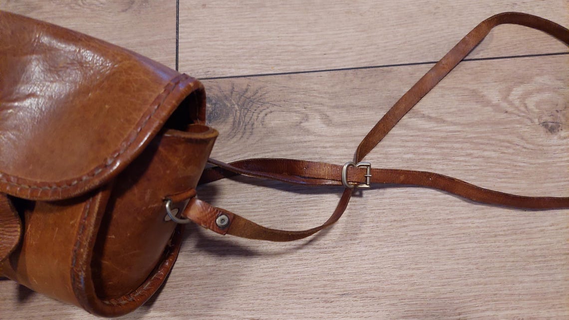 Vintage leather  brown bag,Retro Crossbody Shoulder bag,Vintage Minimalist bag,Small leather purse women, Flat Handbag Vintage, foto 4 di 5