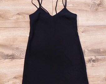 Vintage little black dress,pencil fitted,spaghetti strap,tank mini,stretchy,minimalist,coctail summer Beach dress, Sleeveless retro