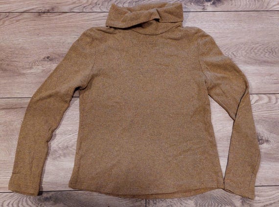 Vintage wool brown knit turtle neck sweater,pullover,Retro cozy pullover,sleeve knitted jumper,Wool knit,Size Small/Medium