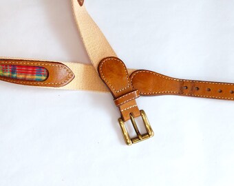 Vintage Floral Embroidery Belt, 90s Jute Wide Belt, Bronze  display picture 1
