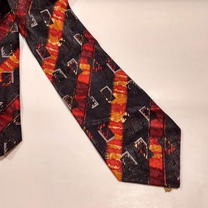 Vintage zijden stropdas|Retro herencadeau, zijden stropdas|Trouwaccessoire|Kleurrijke stropdas met abstracte print|Vintage zijde, vintage cadeau voor hem, 100% zijde