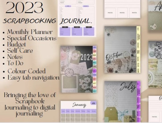 Scrapbooking Journal, Scrapbooking Pages, Monthly Journaling With  Individual Pages. Self Care and Personal Diary With Budget Planner 