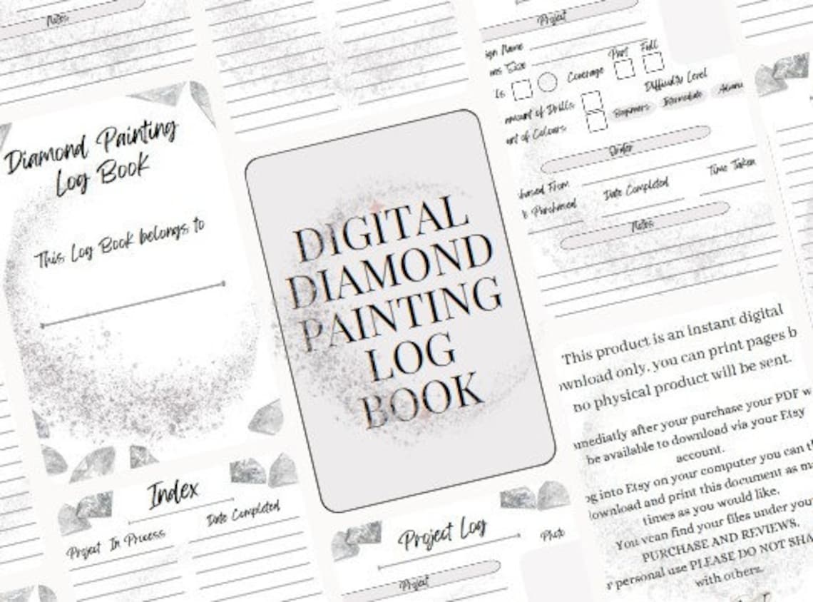 Diamond Painting Log Book & Journal, Keep Your Diamond Art Records, Digital Download Diamond