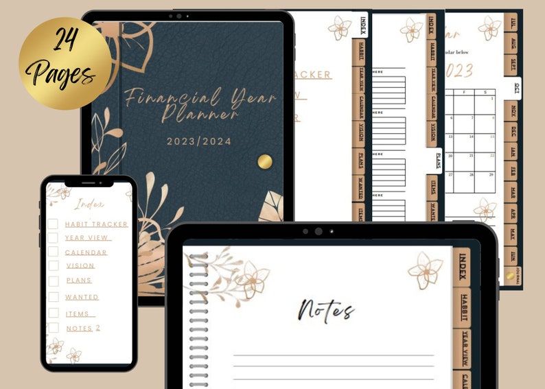 Digital Hyperlinked Planner 2023 2024 Financial Year Planner - Etsy