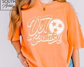 Old School Tennessee Vols Comfort Colors T-Shirt, Retro TN Volunteers Football Tee, Vintage Style UT Knoxville Game Day Top