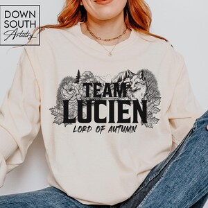 Team Lucien Long Sleeve Comfort Colors T-shirt for ACOTAR reader, Lucien Vanserra Autumn Court Shirt, Thorns and Roses Lucien Fox Boy Top