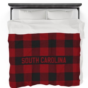 South Carolina Velveteen Plush Blanket - Perfect for USC Game Day, Cozy Carolina Football Tailgating Throw, South Carolina Gift