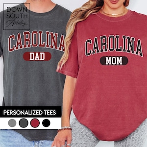 Carolina Mom Comfort Colors T-Shirt, Cute College Style Tee for South Carolina Family Members, Carolina Dad Shirt, SC Top for Grandparents