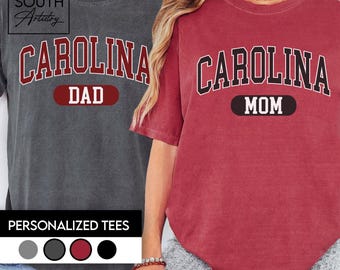 Carolina Mom Comfort Colors T-Shirt, Cute College Style Tee for South Carolina Family Members, Carolina Dad Shirt, SC Top for Grandparents