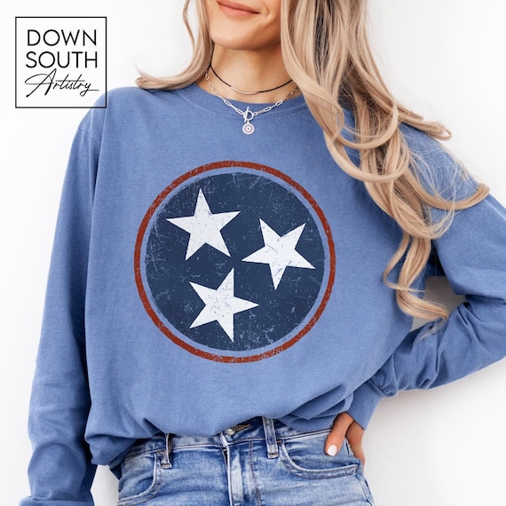 Vintage Style Tennessee State Flag Comfort Colors Long Sleeve T