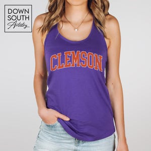 Clemson Vintage Style Tank Top, Distressed Clemson Racerback Tank, Clemson SC Tank with Retro Look, Clemson Top for Summer or Workout