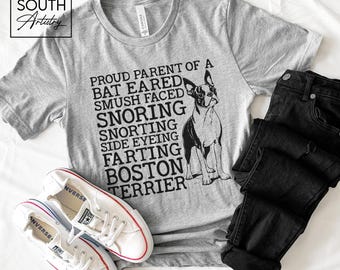 Camiseta engraçada do Boston Terrier para pais de cachorro, blusa fofa para donos do Boston Terrier, presente do Boston Terrier para amantes de cachorro, camiseta da mãe do Boston Terrier