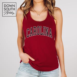 Carolina Vintage Style Tank Top, Distressed South Carolina Racerback Tank, SC Tank with Retro Look, Carolina Top for Summer or Workout