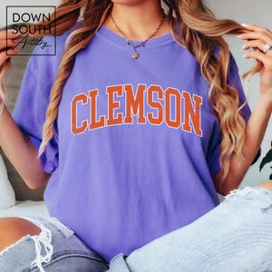 Clemson Vintage Style T-Shirt, Distressed Clemson Comfort Colors Tee, Garment Dyed Clemson SC Shirt with Retro Look, Clemson Gift