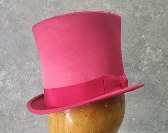 Pink top hat , silk top hat, edwardian hat