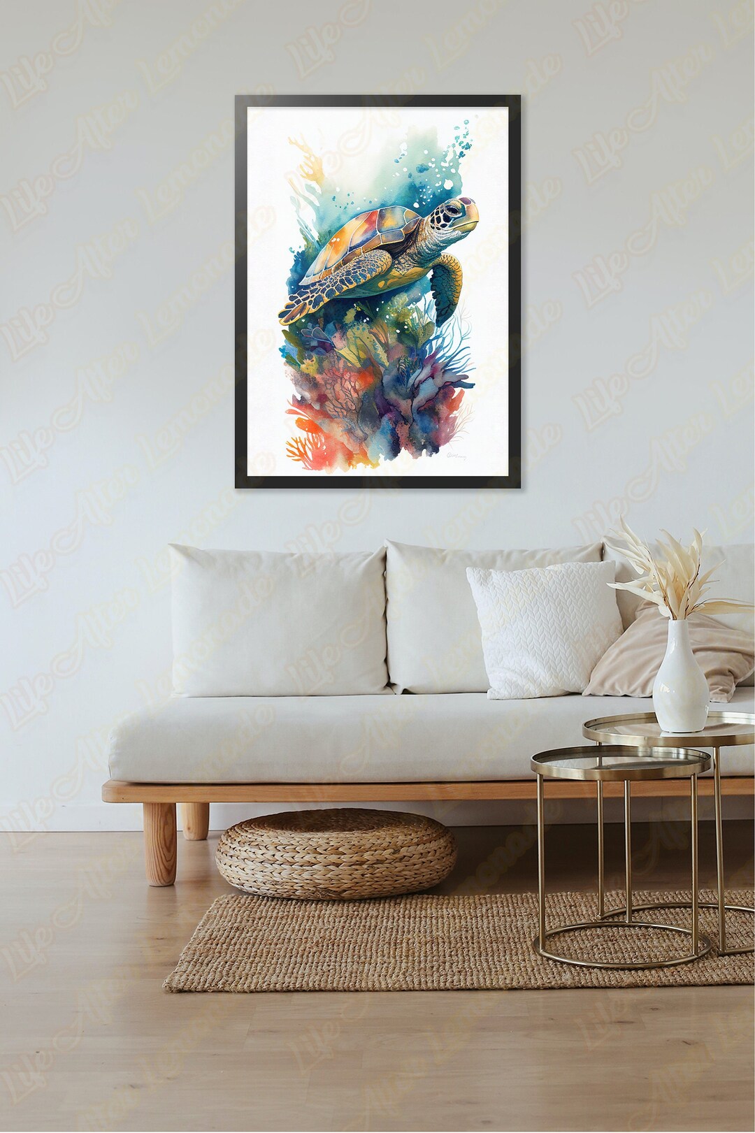 Colourful Sea Turtle Print Digital Download. Modern Printable Wall Art ...
