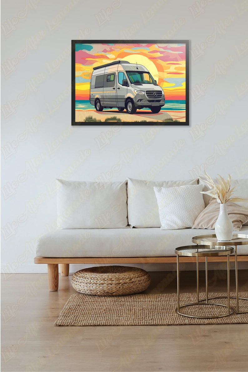 Mercedes Sprinter Van, Colourful Beach Sunset Setting. Travel, Tropical ...