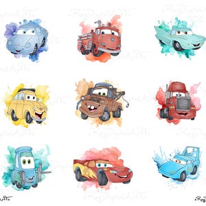 Aquarell Autos Png-Bundle, Autos Clipart, Familienausflug Png, Familienurlaub Png, Magic Kingdom Png, digitaler Download, Autos druckbar