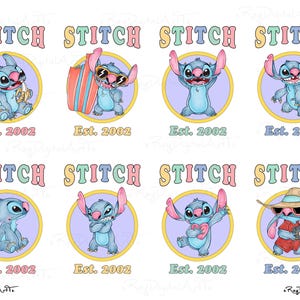 Stitch Watercolor Png Bundle, Lilo and Stitch Png, Stitch Clipart, Cute Stitch Print, Sublimation Design, Stitch Digital Download