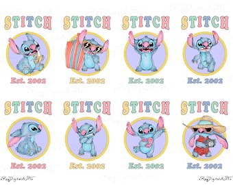 Stitch Watercolor Png Bundle, Lilo and Stitch Png, Stitch Clipart, Cute Stitch Print, Sublimation Design, Stitch Digital Download