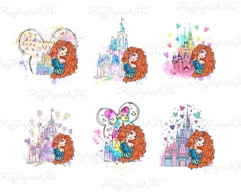 Bundle Png Princesse Mérida, Png Mérida, Clipart Mérida, Mérida imprimable, Clipart princesse, téléchargement immédiat, Art numérique Mérida, fichiers Png