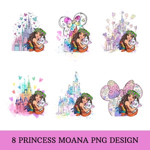 Moana Png, Princess Moana Png, Moana Invitation, Pvg Files For Cricut, Princess Sublimation, Moana Clipart, Watercolor Princess Castle