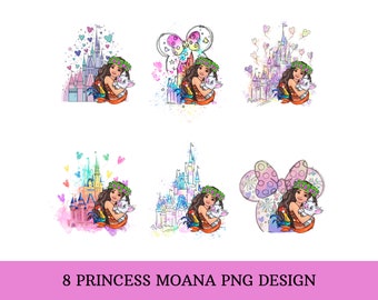 Moana Png, Princesa Moana Png, Invitación Moana, Archivos Pvg para Cricut, Sublimación Princesa, Moana Clipart, Castillo Princesa Acuarela