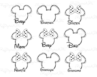 Birthday Family svg, Mouse Head Svg, Mom svg, Sister svg, Brother Svg, Mouse Ears svg, Birthday squad, Mouse Baby Svg, Family Birthday Party