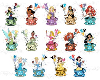 Princess Glass Png Bundle, Princesses Png, Princess Printable, Png Files Digital Download, Princess Balloons Png, Princess Clipart