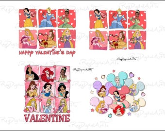 Happy Valentine Png Bundle, Princess Valentine Png, Conversation Hearts Png, Valentine Shirt Design, Magical Valentines Png, Love Png