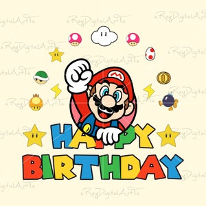 super mario svg, super mario geburtstag, super mario alles gute zum geburtstag, super mario png, geburtstagsgeschenk, mario geburtstag, digitale Clipart