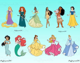 Princess Svg Bundle, Princess Cut File, Cricut Svg File, Layered Svg, Princess Clipart, Classic Princess, Png, Dxf, Princess Silhouette