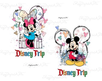 Family Trip Png, Family Vacation Png, Couple Png Files, Instand Download, Png Files Prints, Watercolor Castle Png, Watercolor Mause