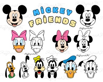 Mouse Friends Head Svg, Mouse Faces Svg, Mouse Clipart, Svg Files For Cricut, Mouse Layered, Cricut cut Files, Silhouette and Sublimation