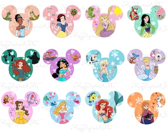 Princess Png Bundle, Princess Clipart, Princess Png File, Gift Png, Princesses Mouse Ears Png, Family Trip Png, Shirt Png File, Cricut