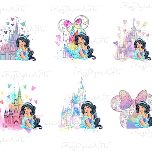 Prinzessin Jasmin Png Bundle, Aquarell Schloss Png, Prinzessin Schloss Png, Jasmin Clipart Png, arabische Prinzessin, Digital Instant download