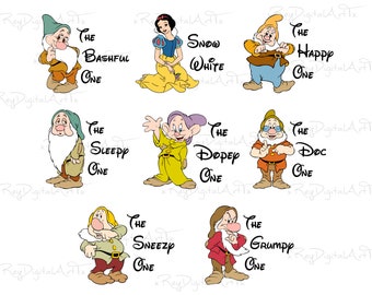 Snow White Png, Snow White Clipart, Snow White and the Seven Dwarfs, Seven Dwarfs Png, Family Trip Png, Png Files for Cricut Silhouette