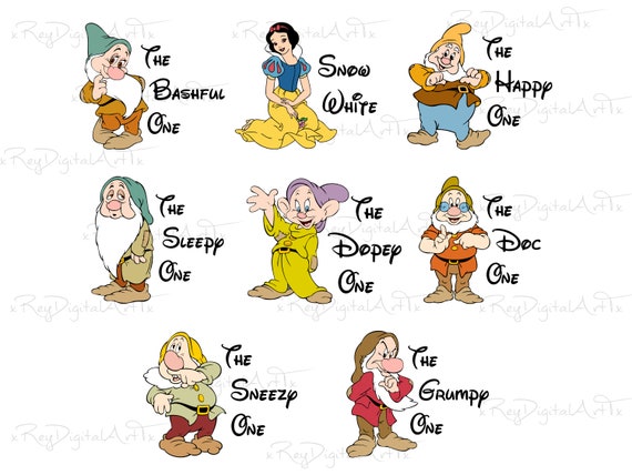Snow White Png, Snow White Clipart, Snow White and the Seven Dwarfs, Seven Dwarfs Png, Family Trip Png, Png Files for Cricut Silhouette