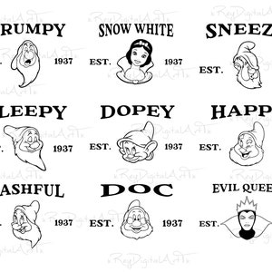 Schneewittchen Png Bundle, Sieben Zwerge Png, Schneewittchen und die sieben Zwerge Png, Silhouette Png, Schneewittchen Geschenk, Schneewittchen Clipart