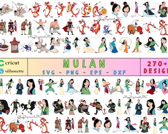Princess Mulan SVG and Png Digital Files, Cutting Files, For Cricut and Silhouette, 270+ Design, Mulan Digital Art, Mulan Layered Clipart